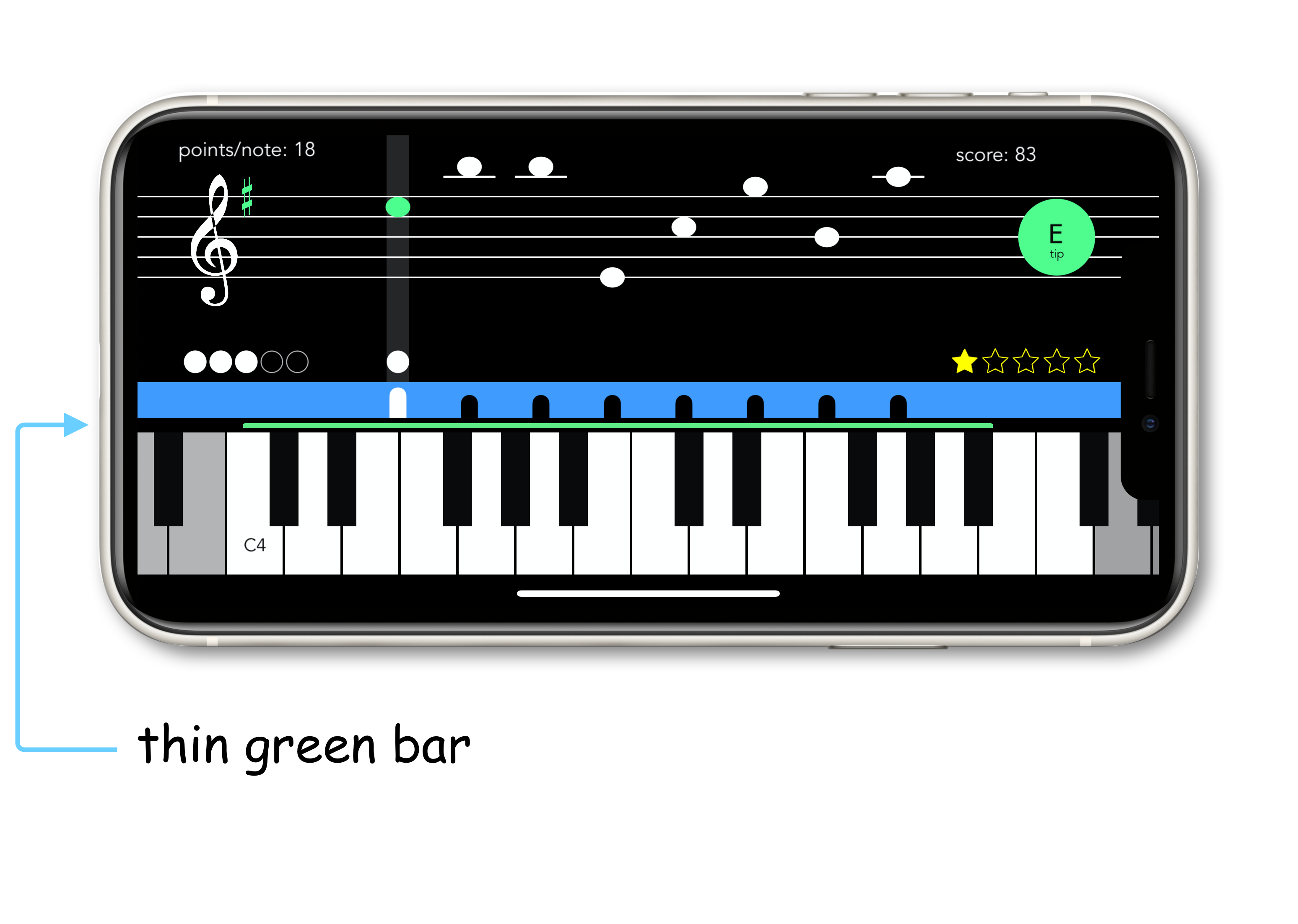 The thin green bar